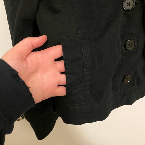 Denim-like double breasted hooded jacket - Picture 3 of 4